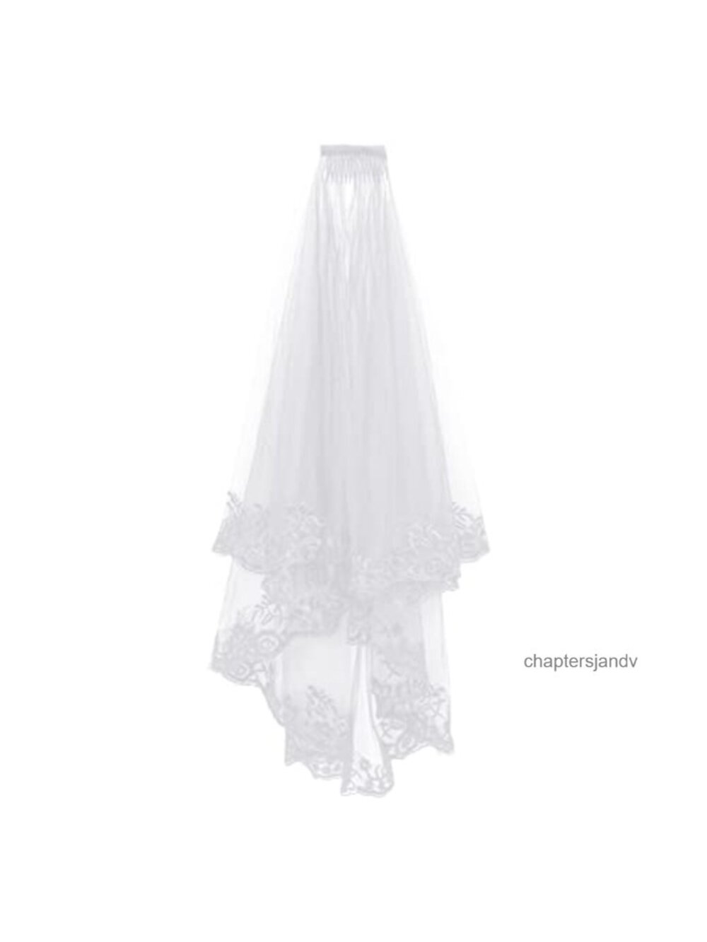 jiebor White Lace Veil Bridal Wedding Veil with Comb, Tulle & Plastic, Two
